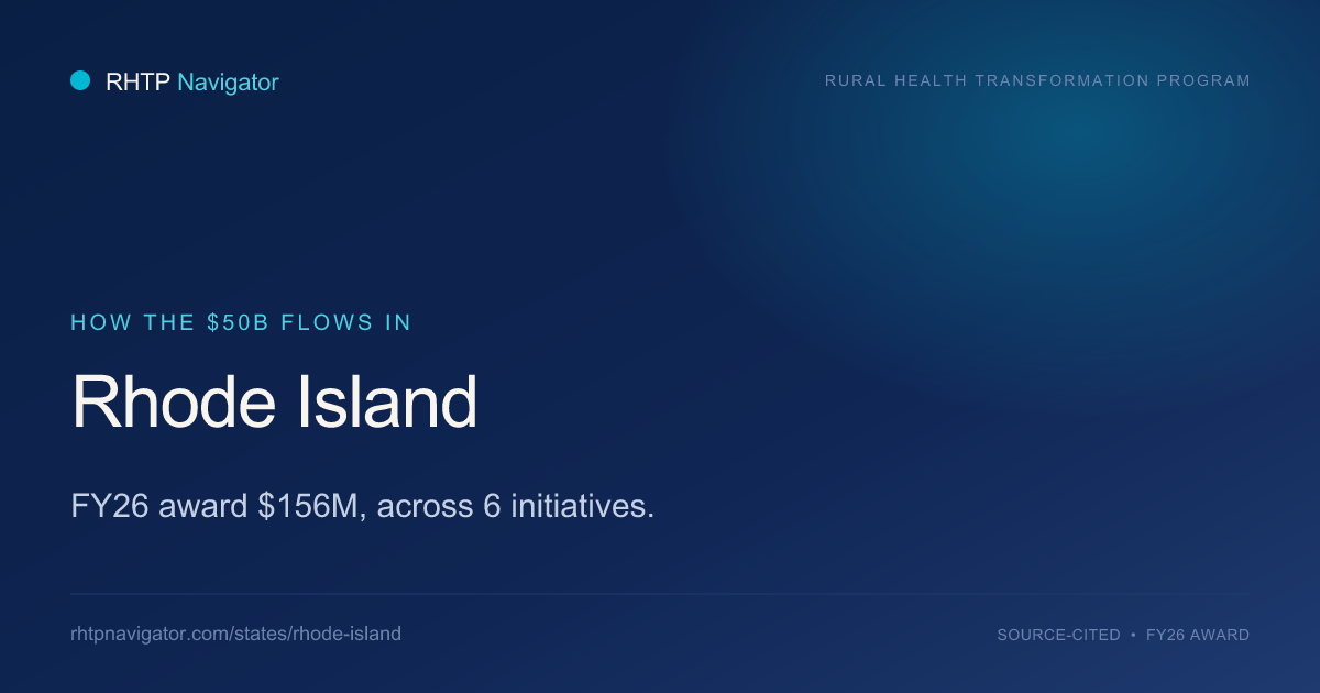 R I R Rhode Island: $156.2M FY26 Rural Health Transformation Award | RHTP ...